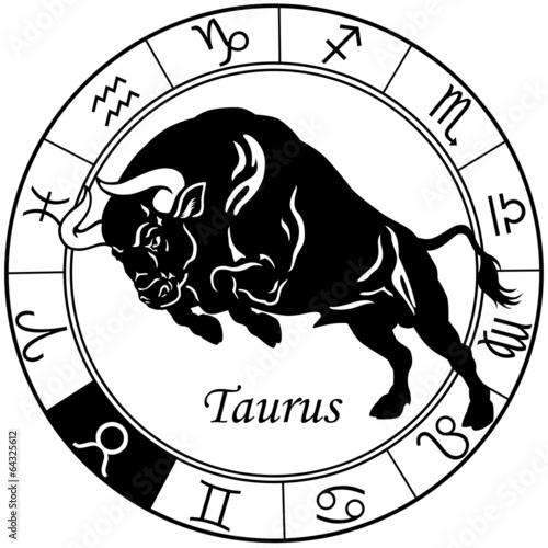 taurus zodiac sign black white photo