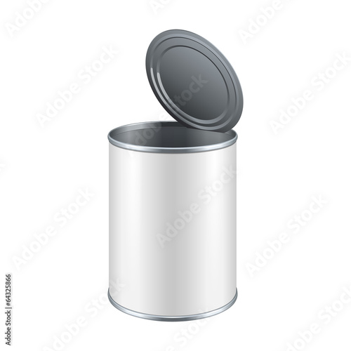 Opened White Blank Tincan Metal Tin Can, Canned Food