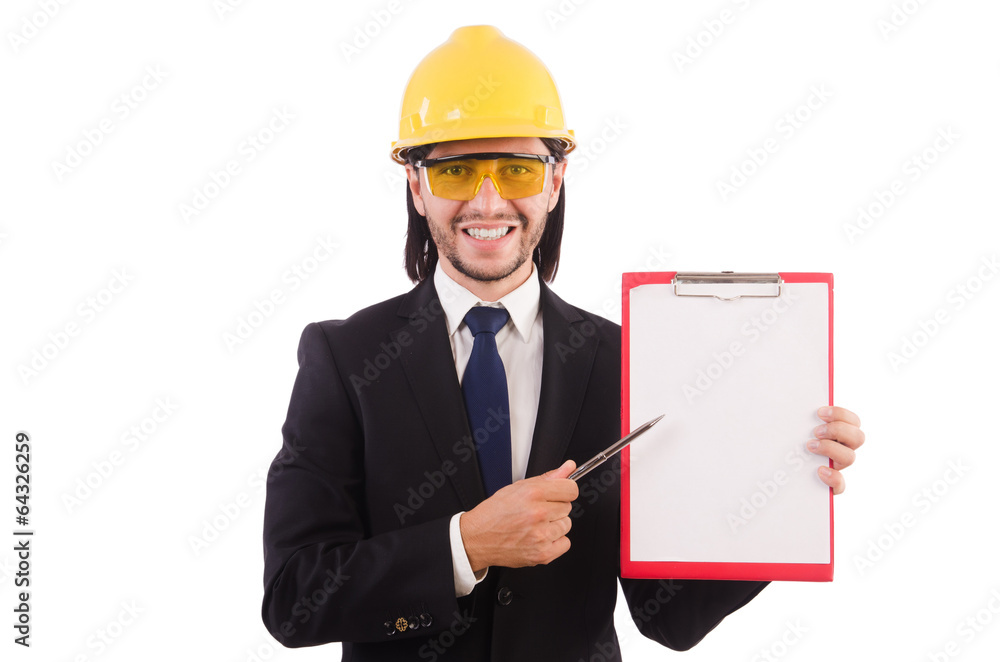 Businessman -builder with binder isolated on white Businessman -builder with binder isolated on white