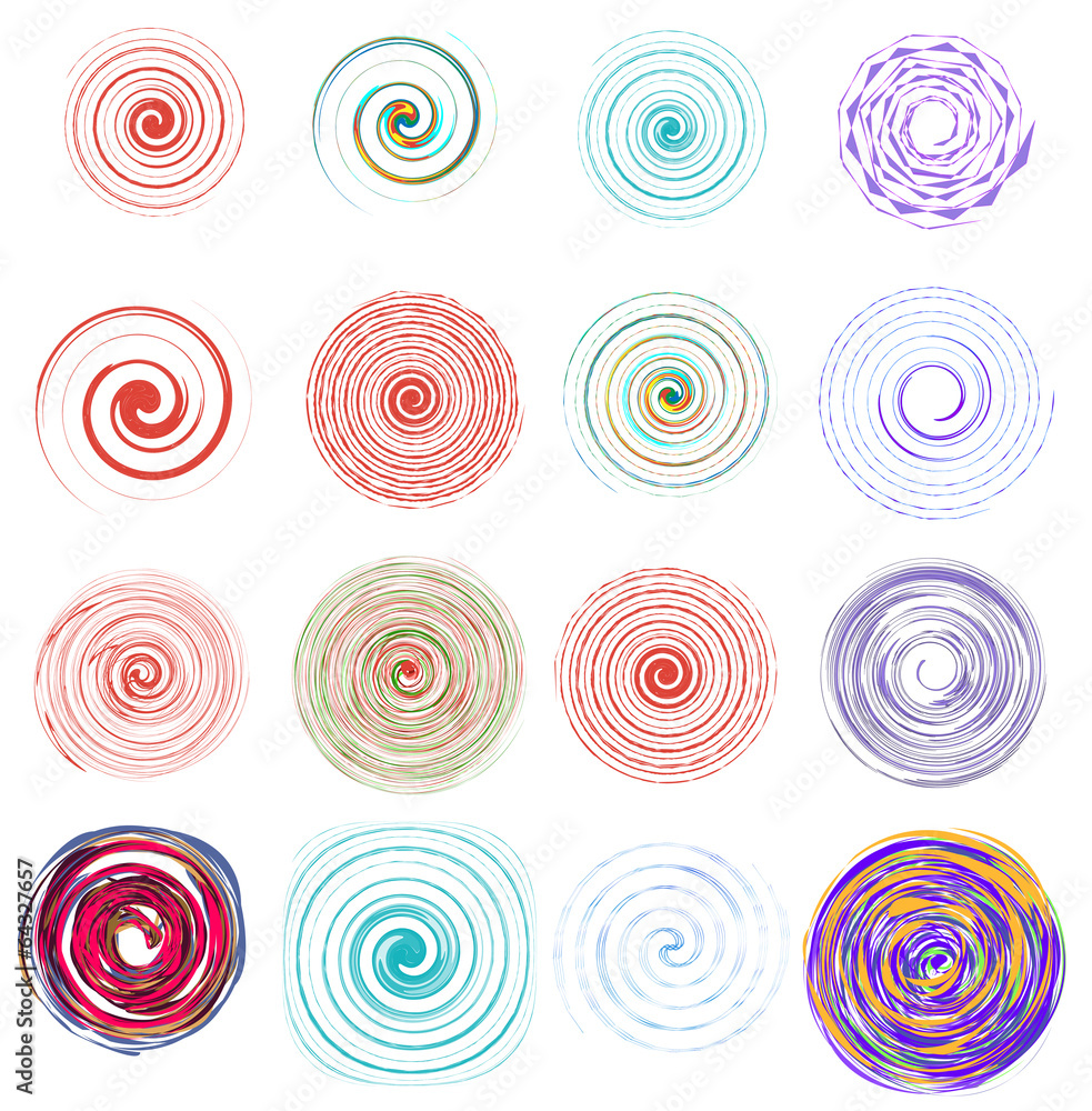 Set of 16 abstract colorful swirls Set of 16 abstract colorful swirls
