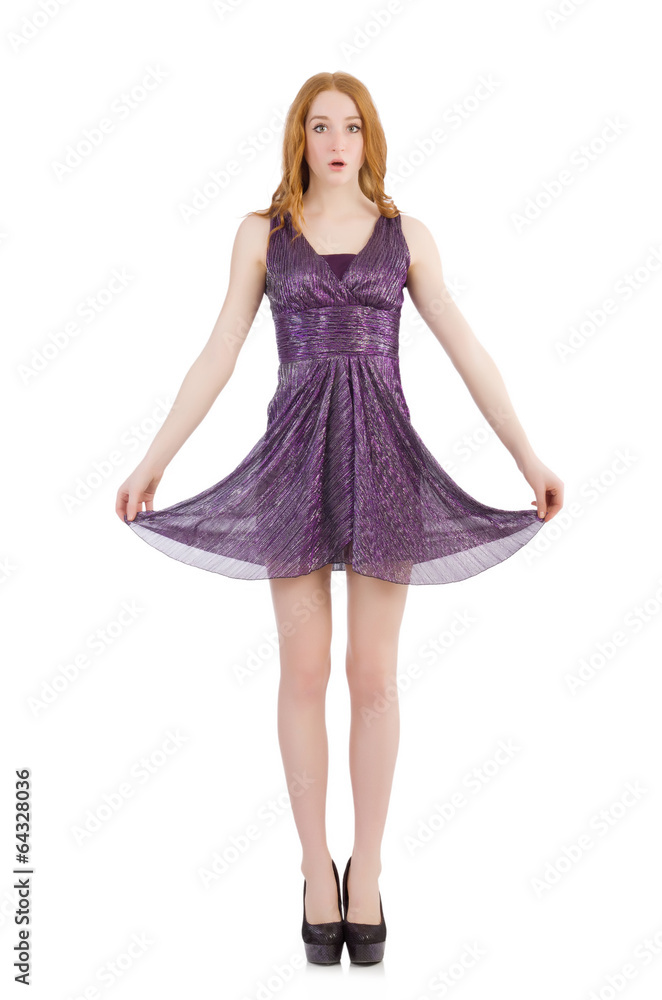 Naklejka premium Woman in attractive dress isolated on white