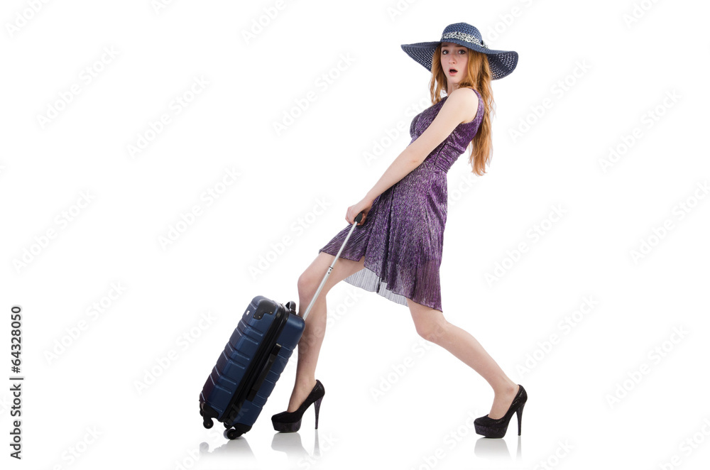 Woman ready for summer holiday isolated on white Woman ready for summer holiday isolated on white