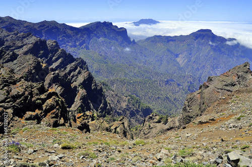 Vista de la isla de la Palma desde un mirador . Canarias .