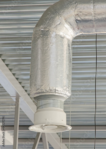 Tableau sur toile Industrial steel ventilation pipe inside of building.