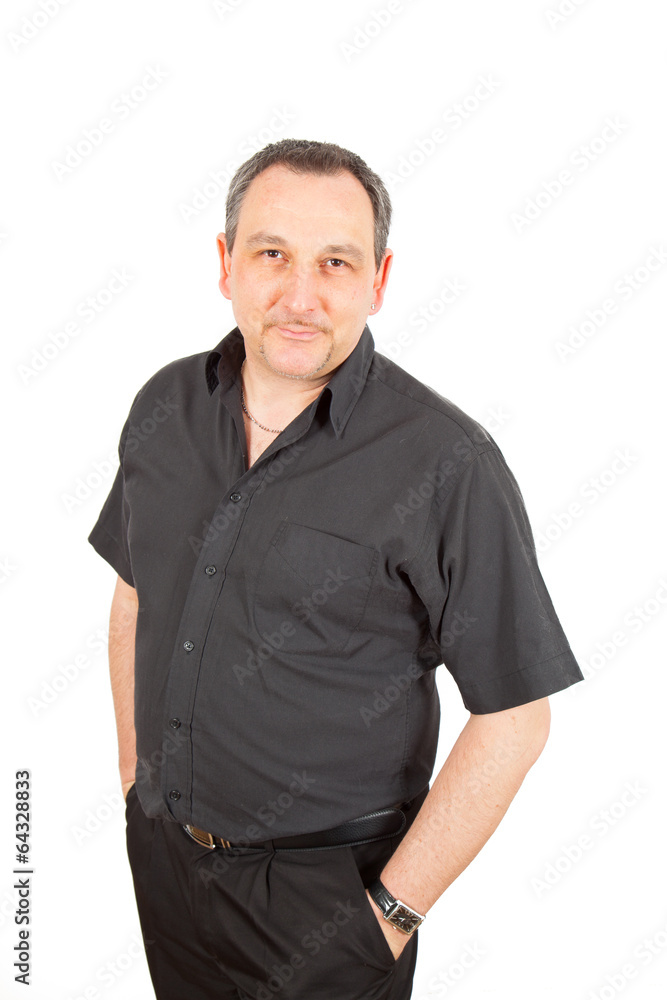 Casual man in black doing different poses Casual man in black doing different poses