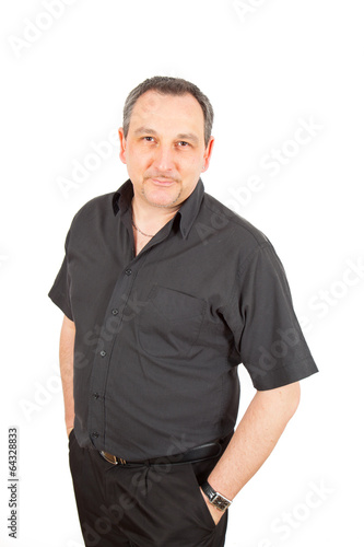 Casual man in black doing different poses