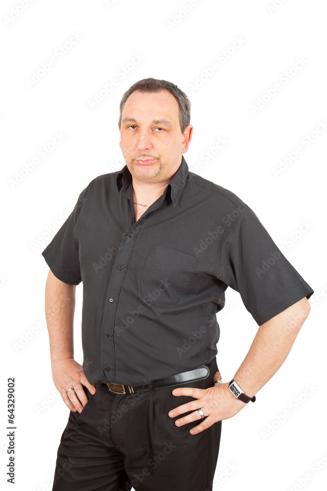 Casual man in black doing different poses Casual man in black doing different poses
