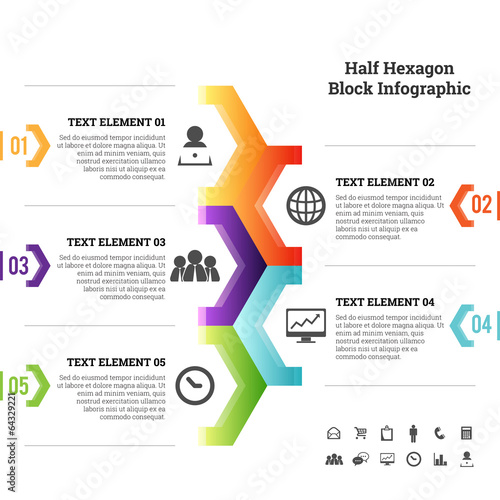 Half Hexagon Block Infographic Element