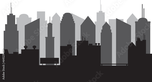 Big city Silhouette illustrated on white