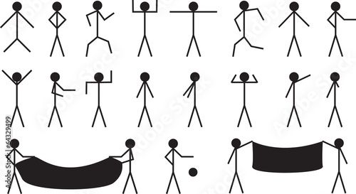 Stick people collection illustrated on white
