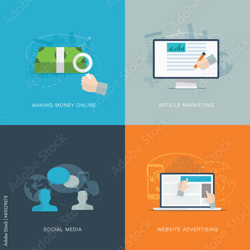 Flat web advertisiment and social media development vector photo