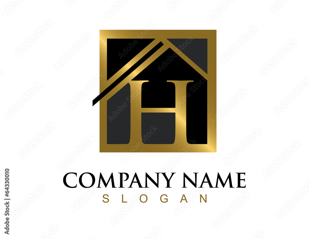 Gold letter H house logo Stock Vector | Adobe Stock