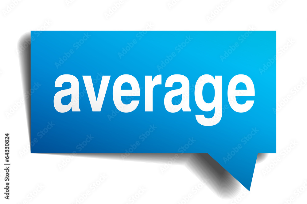 Average blue 3d realistic paper speech bubble isolated on white