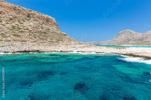 Balos beach. View from Gramvousa Island, Crete in Greece