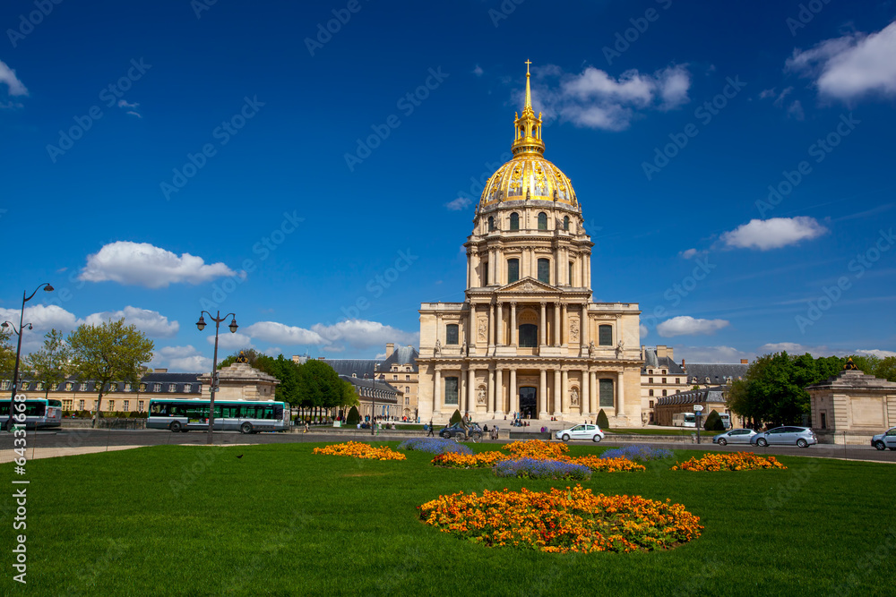 Paris, Les Invalides in spring time, famous landmark, France