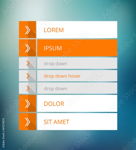 white and orange menu - website element