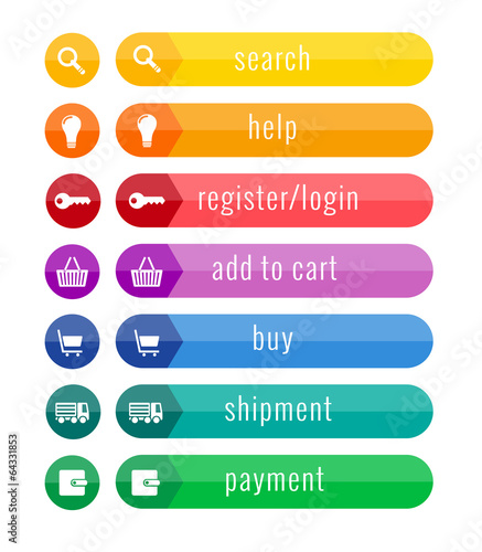 colorful buttons for eshop, suitable for flat design