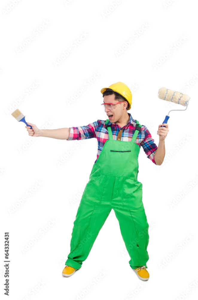 Funny painter isolated on white Funny painter isolated on white