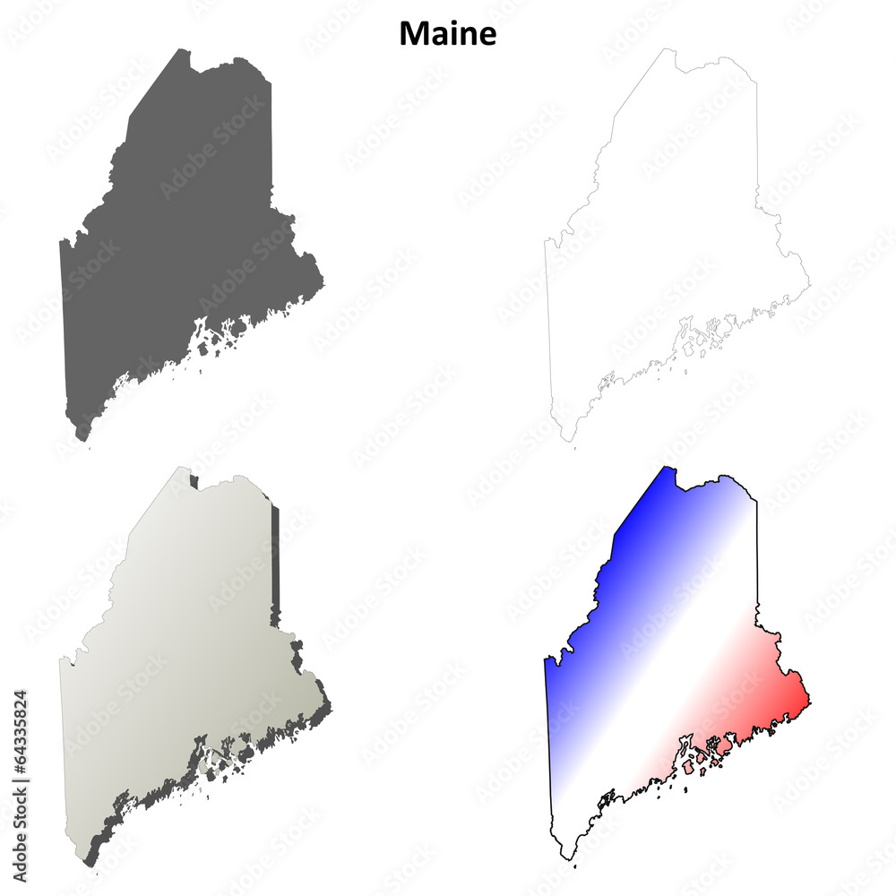 Me Line Map Maine outline maps Stock Vector | Adobe Stock