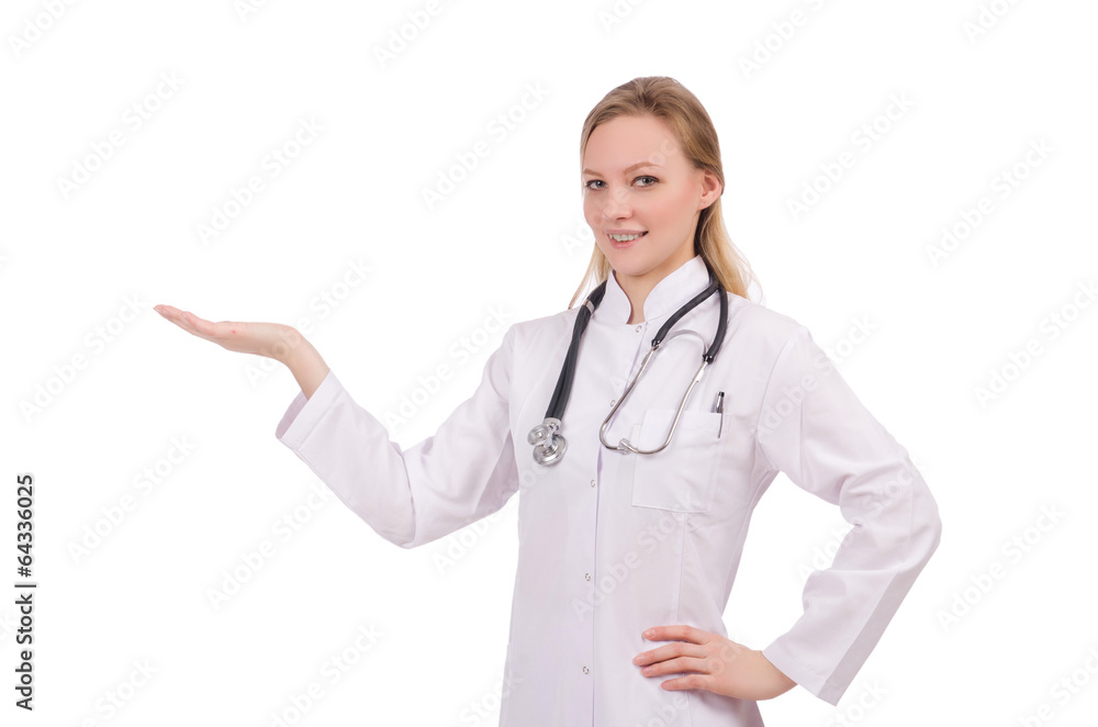 Woman doctor isolated on white Woman doctor isolated on white
