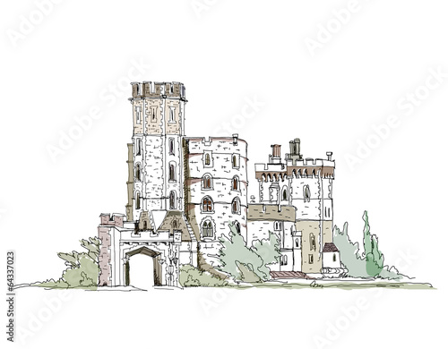 Fototapeta Windsor castle, England, Queen s favourite castle  Sketch collec
