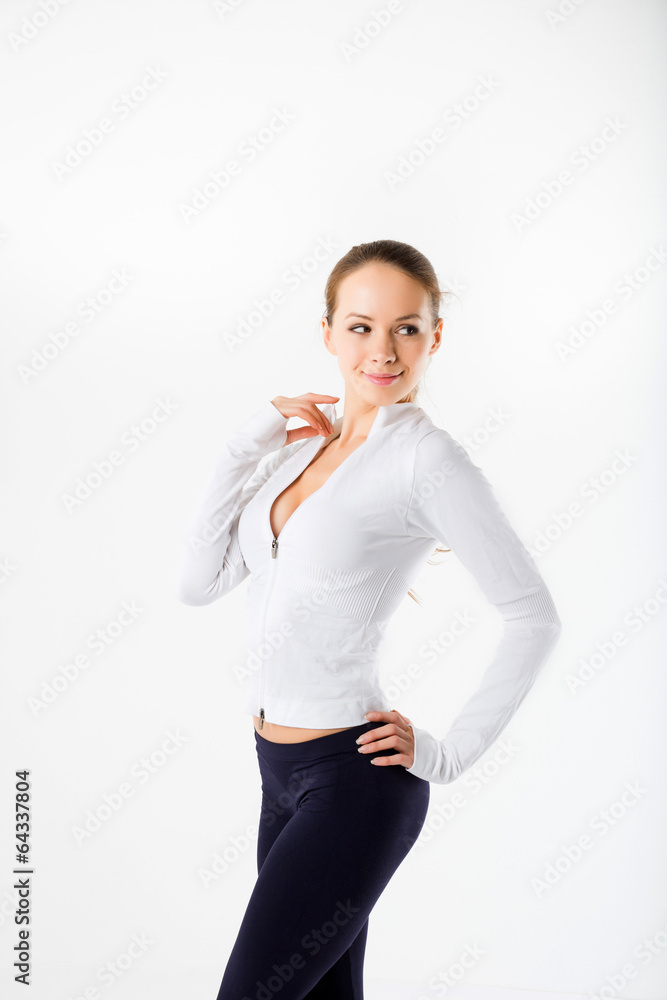 Beautiful Sexy slim athletic woman posing at studio Beautiful Sexy slim athletic woman posing at studio