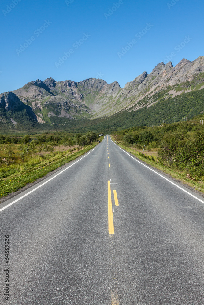 Scenic road and beautiful mountains in Norway