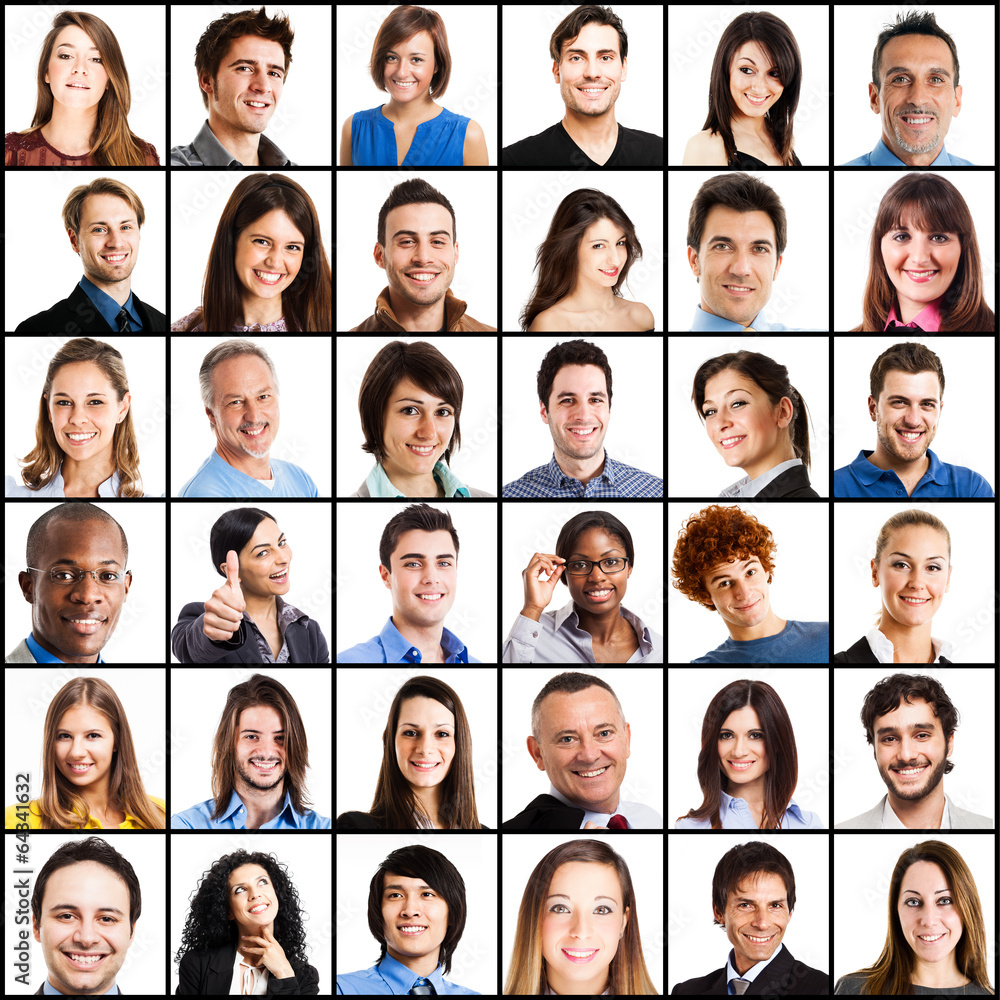 Collection of smiling people faces Collection of smiling people faces