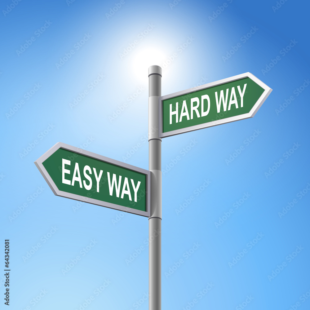 3d road sign saying easy way and hard way 3d road sign saying easy way and hard way