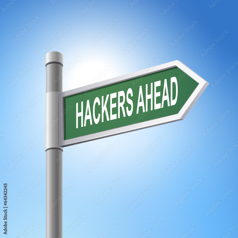 3d road sign saying hackers ahead 3d road sign saying hackers ahead