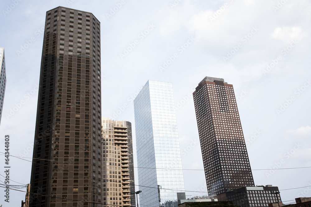 Modern Office Buildings. Bottom Up View. Chicago Modern Office Buildings. Bottom Up View. Chicago