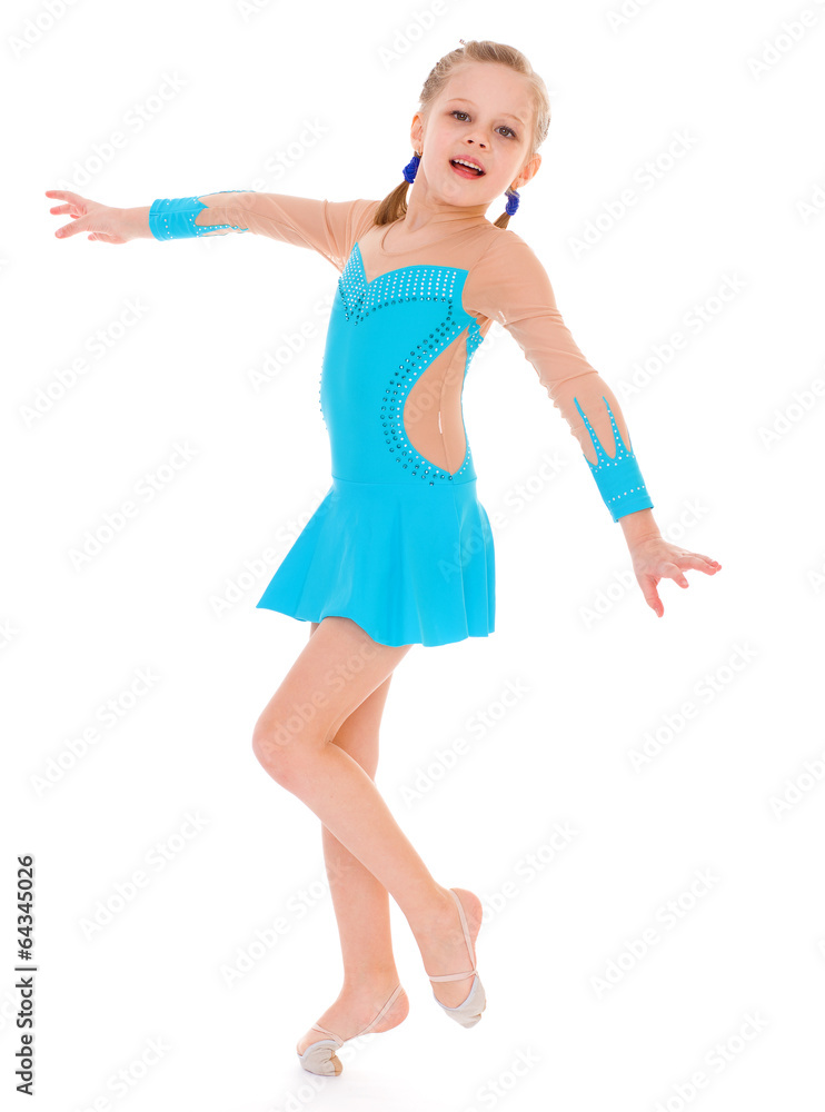 child girl doing fitness exercises