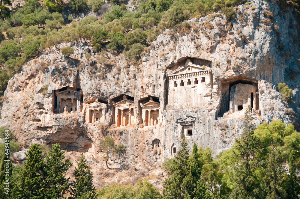 Turkish  Lycian tombs  - ancient necropolis in the mountains
