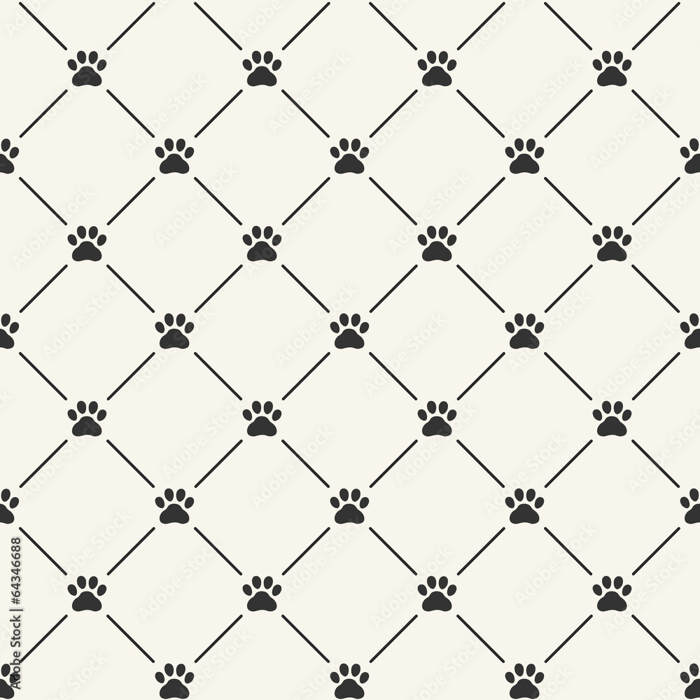 Simple seamless vector pattern with paw prints Simple seamless vector pattern with paw prints