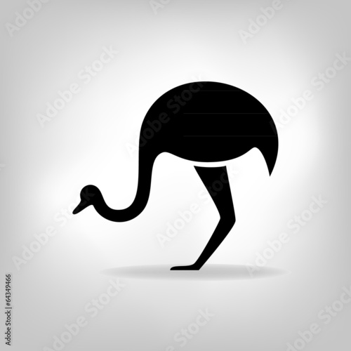 The black stylized silhouette of an ostrich