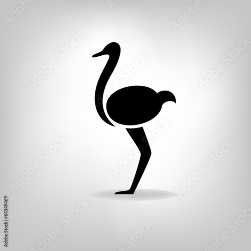 The black stylized silhouette of an ostrich