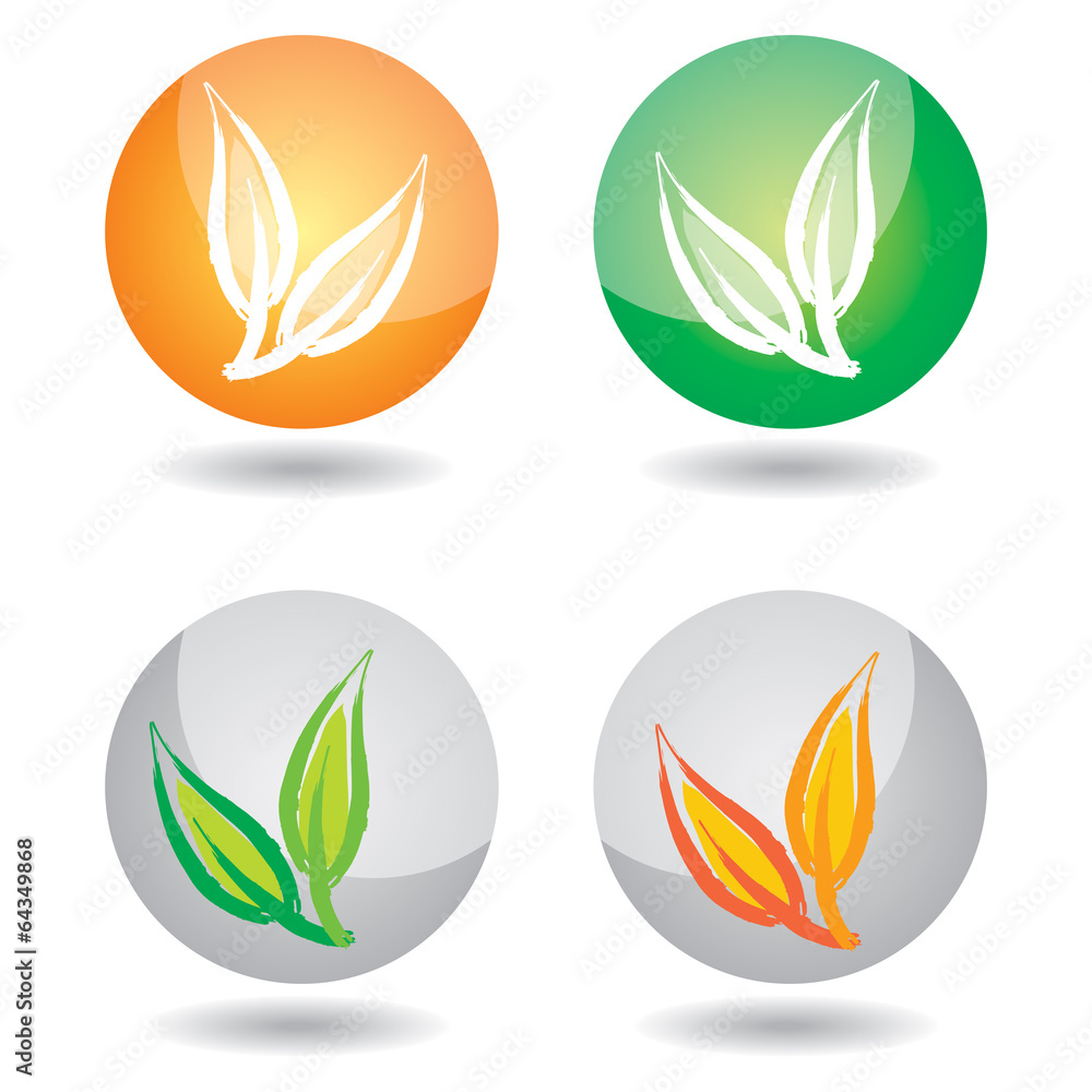 Abstract leaf icon set Abstract leaf icon set