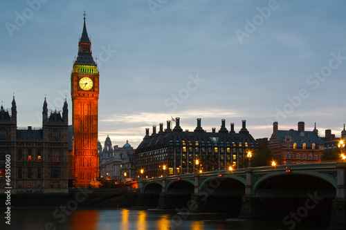 View of the Big Ben over river Thames.