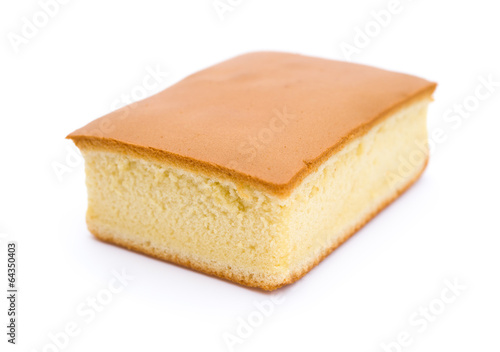 Photography side view sponge cake on white background