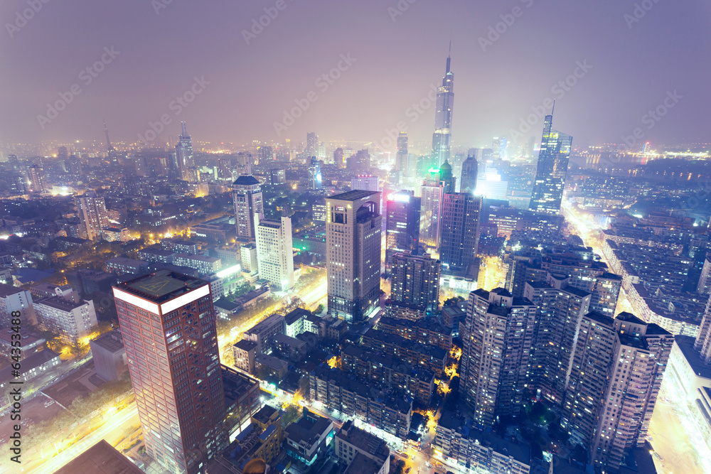 city skyline at night