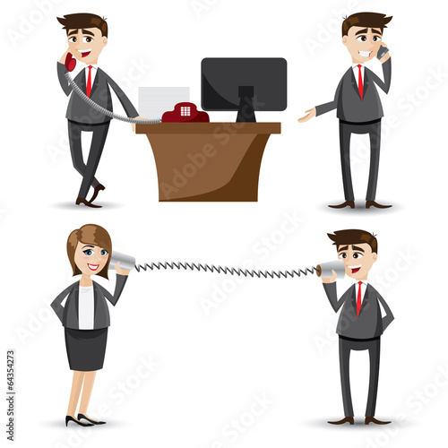 cartoon businessman on the phone set