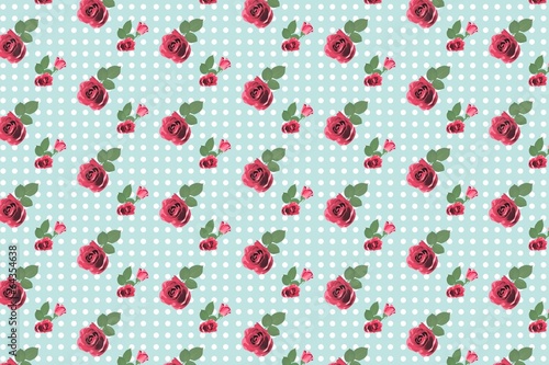 Картината върху платно Kitsch floral pattern wallpaper with roses