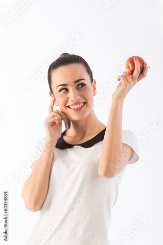 girl with apples on a white background  photo