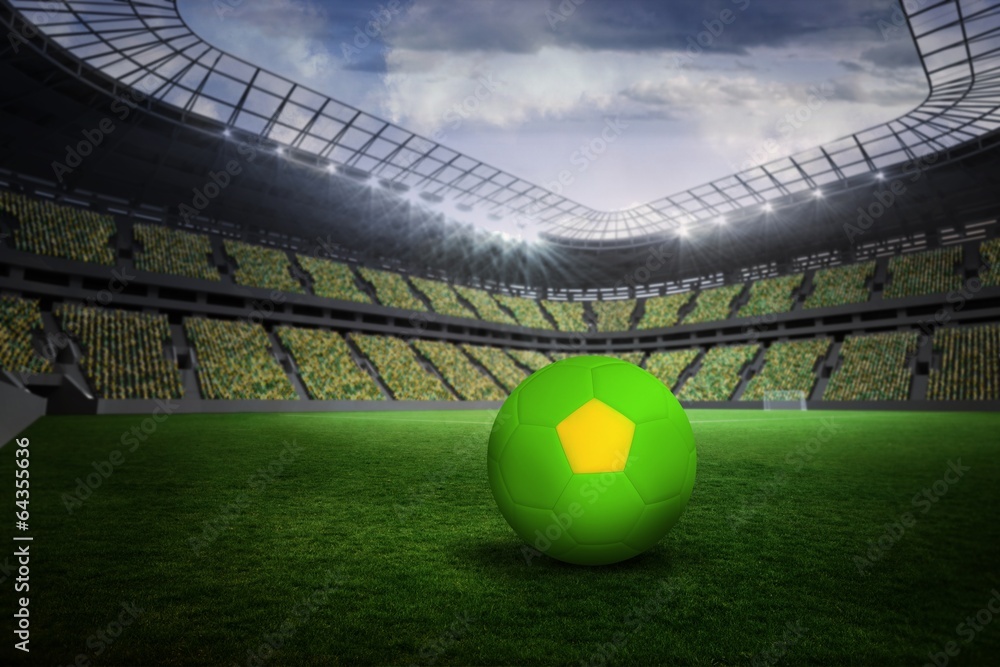 Composite image of bright green and yellow football