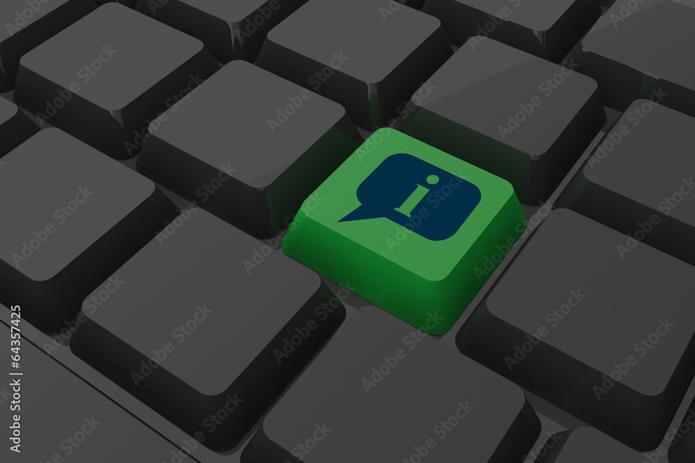 Composite image of speech bubble on key Composite image of speech bubble on key