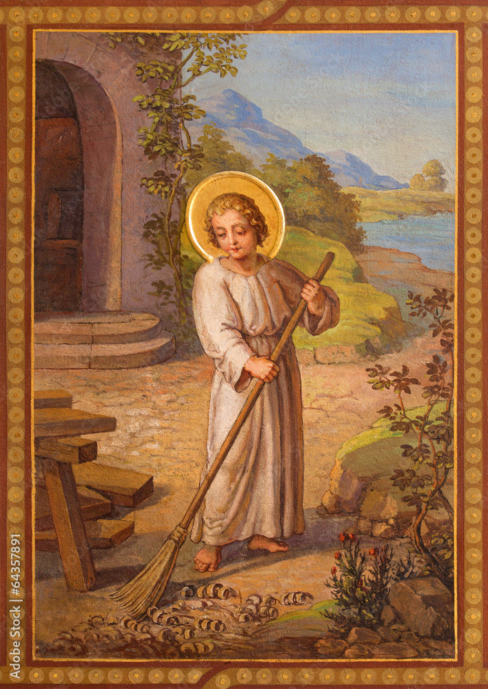 Fototapeta premium Vienna - Fresco of scene from life of little Jesus