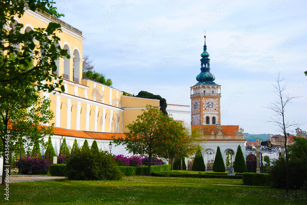 Mikulov castle park and church tower