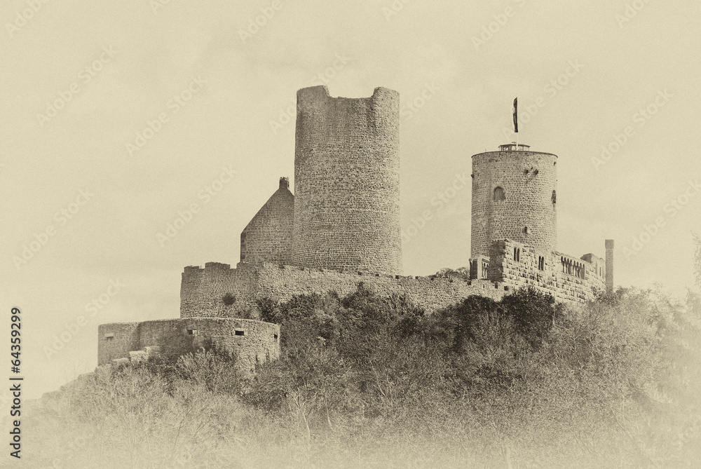Burg Münzenberg in der Wetterau als Skizze Burg Münzenberg in der Wetterau als Skizze