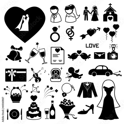 Wedding icons set  illustration eps10