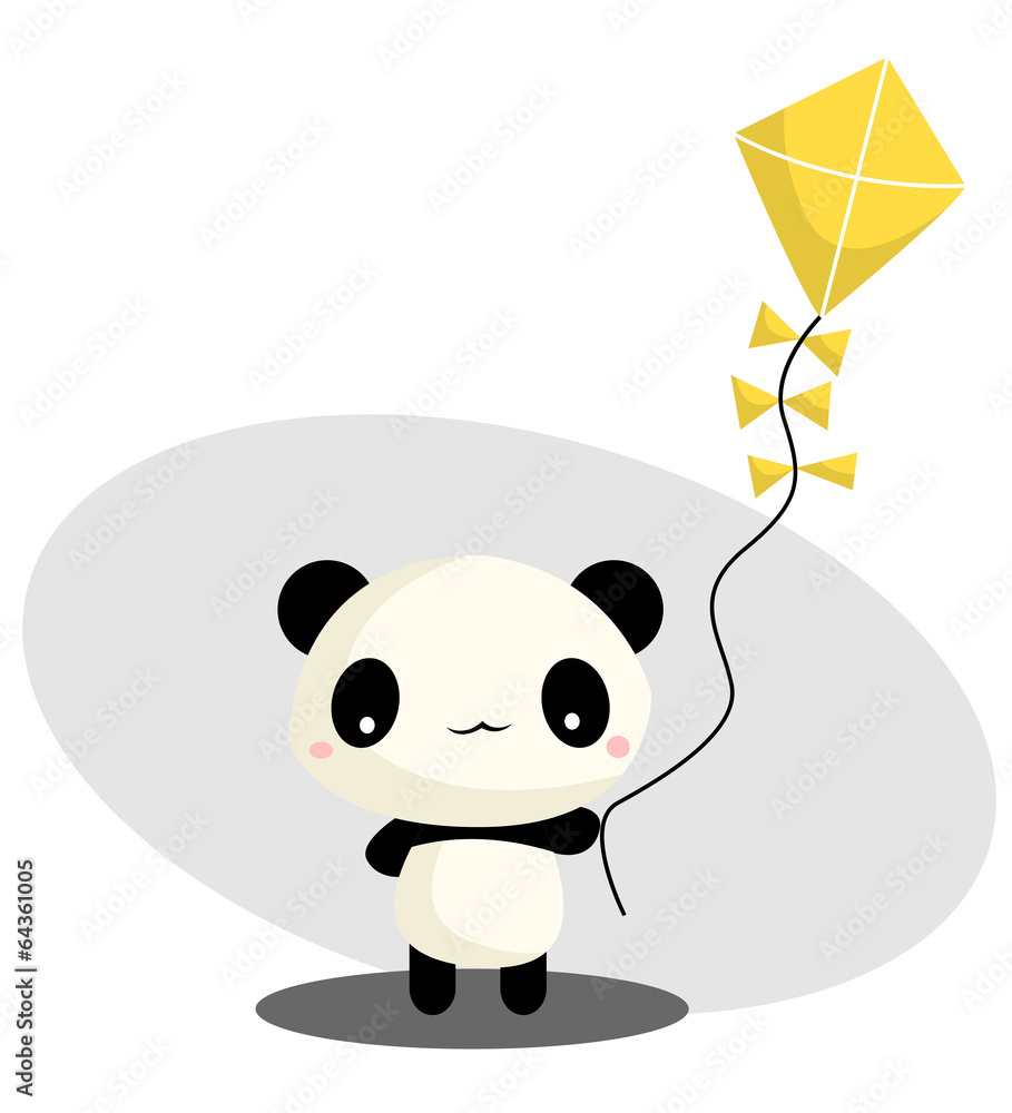Obraz premium Panda Playing Kite